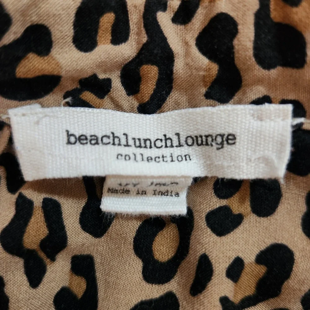 Beach lunch lounge Leopard Print Sleeveless Tie Front Button Down Top XL Brown - Picture 6 of 8